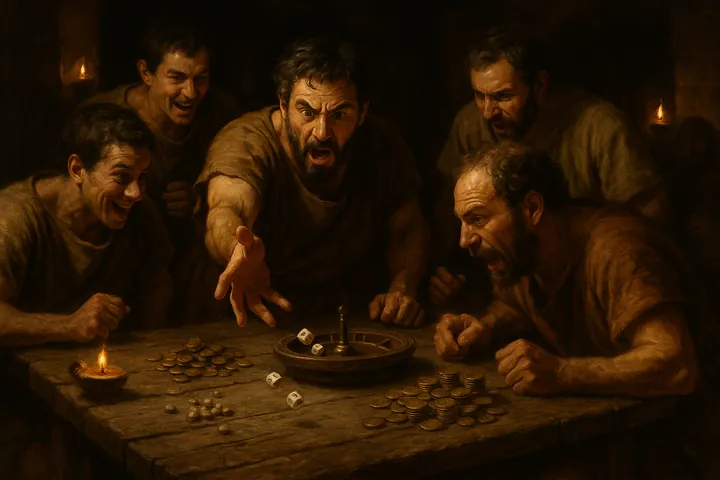 Tesserae and Tali: How Roman Dice Games Became the Ancestor of Craps, AI-generated image