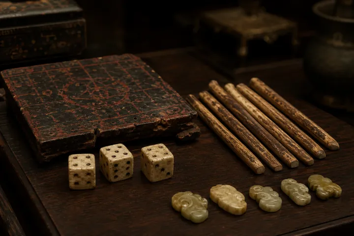 Ancient Chinese Dice and Board Games: From Liubo to Sic Bo, AI-generated image
