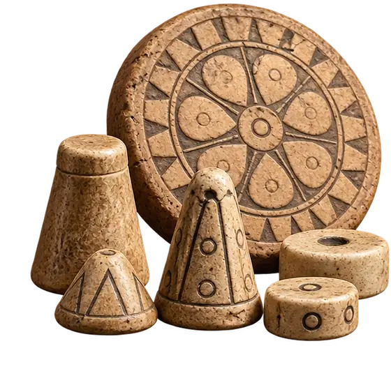 Game pieces and a rosette board fragment