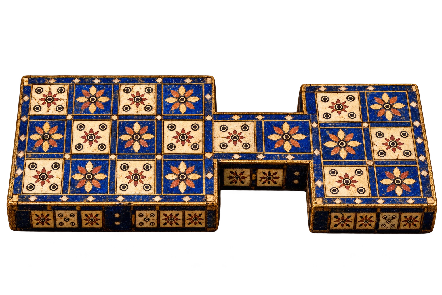 The Royal Game of Ur board with its rosette squares